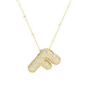Golden Dainty Bubble Letter 26 A-Z Letter Necklace